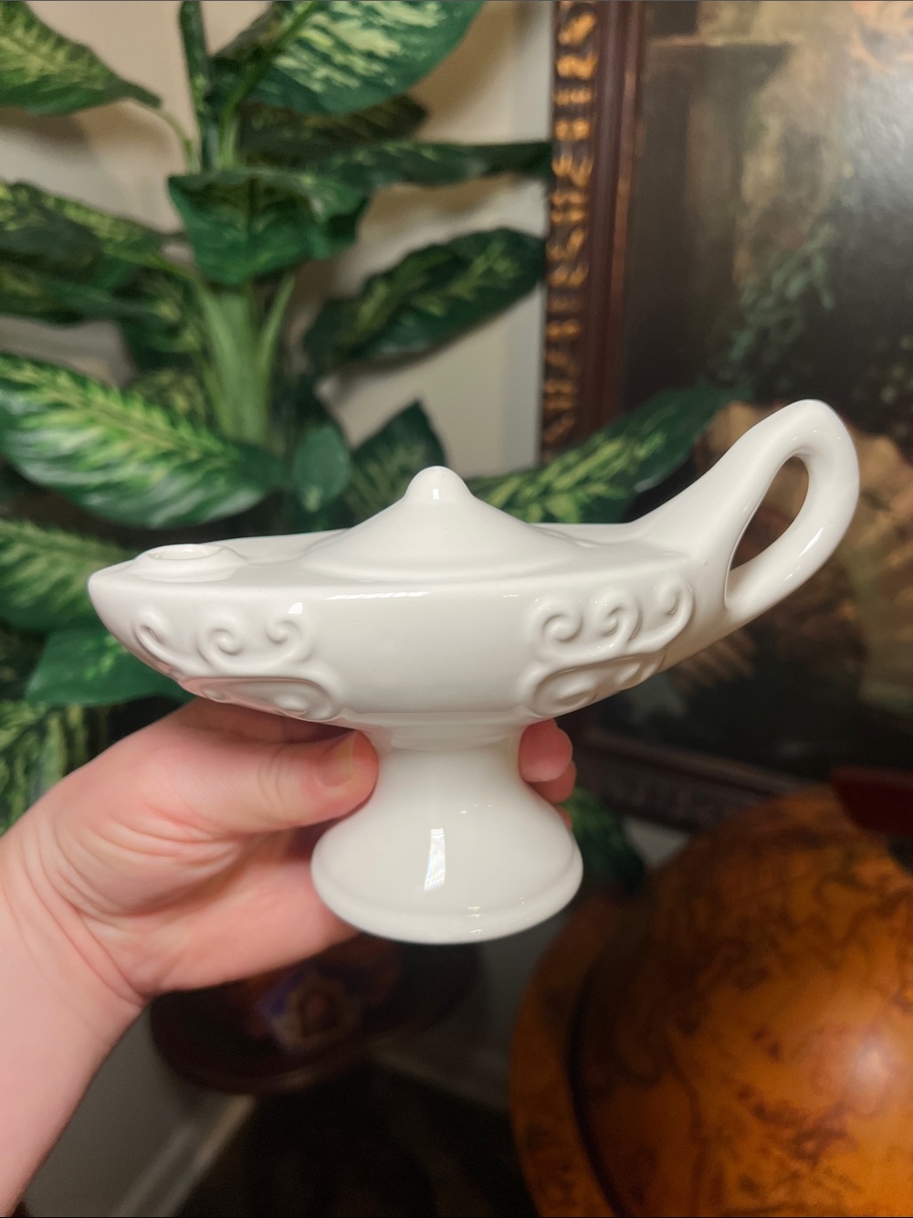 Vintage Mid Century Genie Lamp Candle Stick Or Incense Holder Ceramic Genie Lamp
